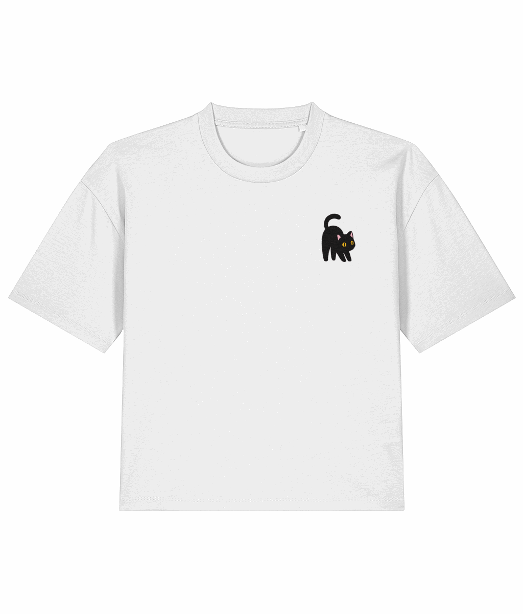 Black Cat Organic cotton boxy t-shirt