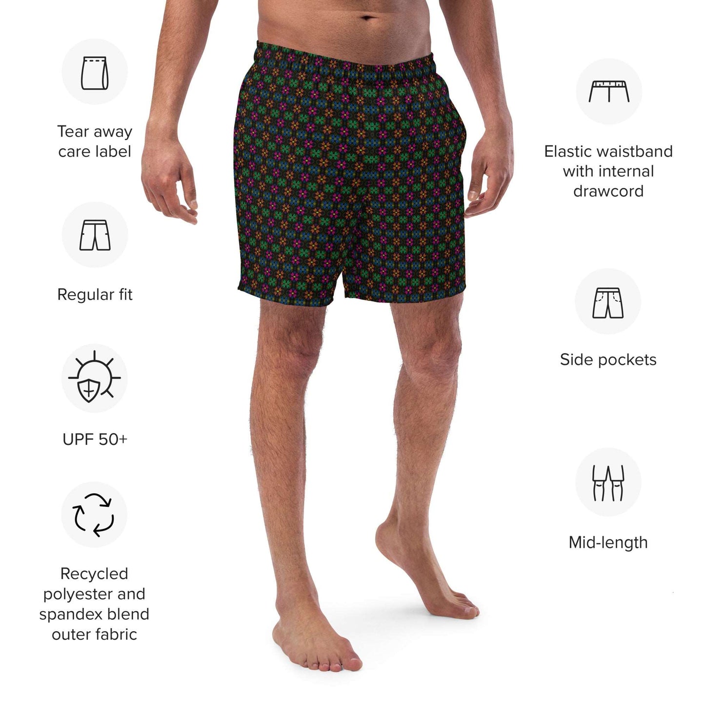 Synth Flower Men's Recycled swim trunks