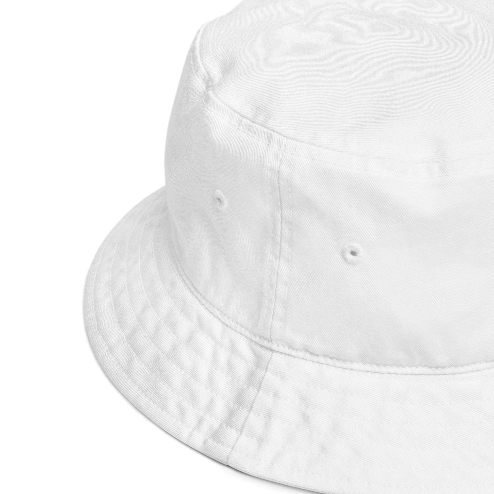 Pretty Pink Flower Organic bucket hat back rim detail.